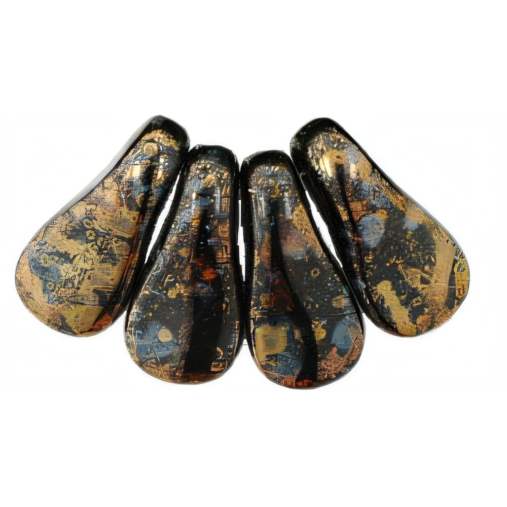 Czech Duck Bills 18 x 9mm Jet - Bronze Picasso (25pcs)