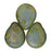 Czech Pear Shaped Drops 16 x 12mm Milky Lt Peridot - Copper Picasso (25pcs)