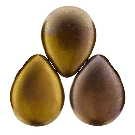 Czech Pear Shaped Drops 16 x 12mm Bronze Luster Iris - Opaque Red (25pcs)