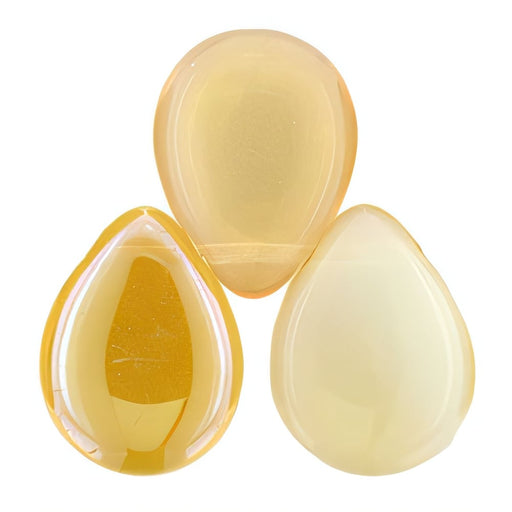 Czech Pear Shaped Drops 16 x 12mm Milky Jonquille - Celsian (25pcs)