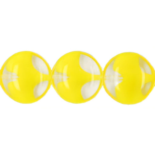 Czech Lentil Round 14mm Crystal/Opaque Yellow (25pcs)