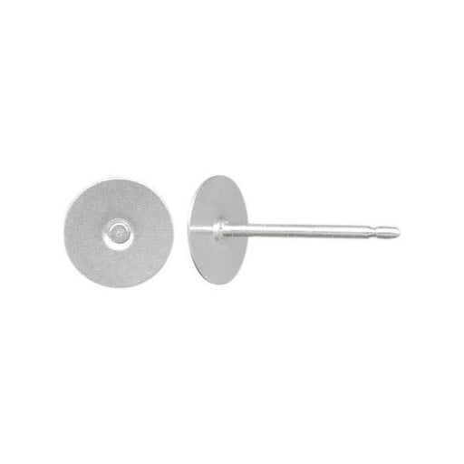 Sterling Silver Earring Post Findings, 6mm Flat Pad (1 Pair)