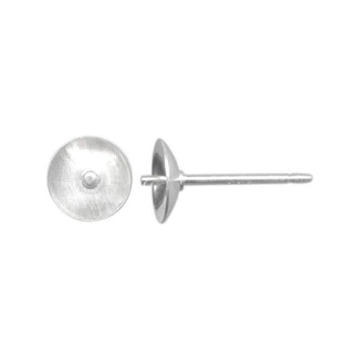 Sterling Silver Earring Post Findings, 6mm Cup Pad with Peg (1 Pair)