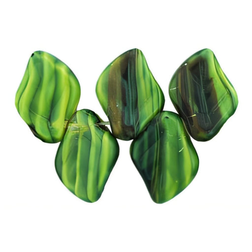 Czech Leaves 12 x 9mm Opaque Yellow/Jet (25pcs)