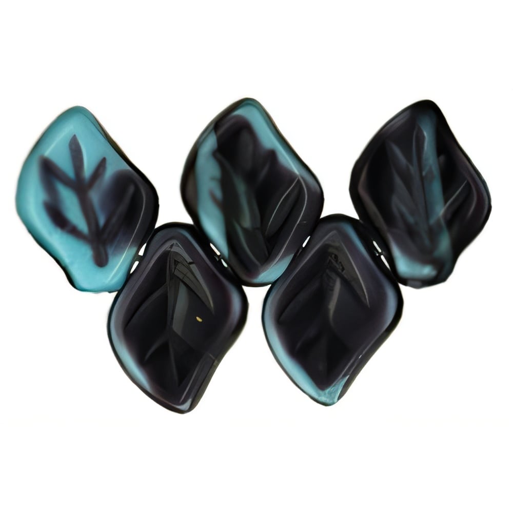 Czech Leaves 12 x 9mm Blue/Indigo (25pcs)