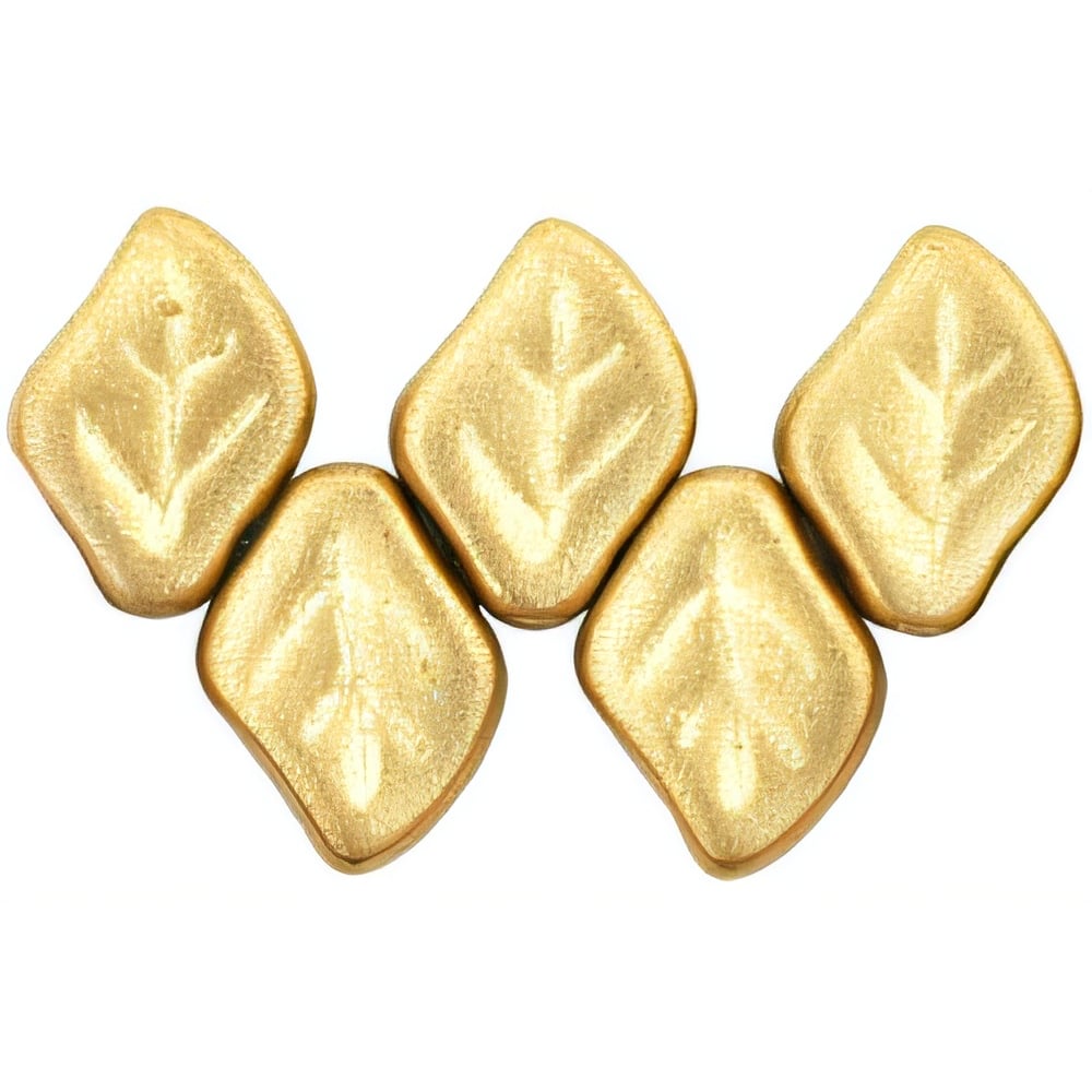 Czech Leaves 12 x 9mm Matte - Metallic Flax (25pcs)