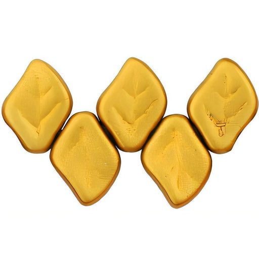 Czech Leaves 12 x 9mm Matte - Metallic Goldenrod (25pcs)