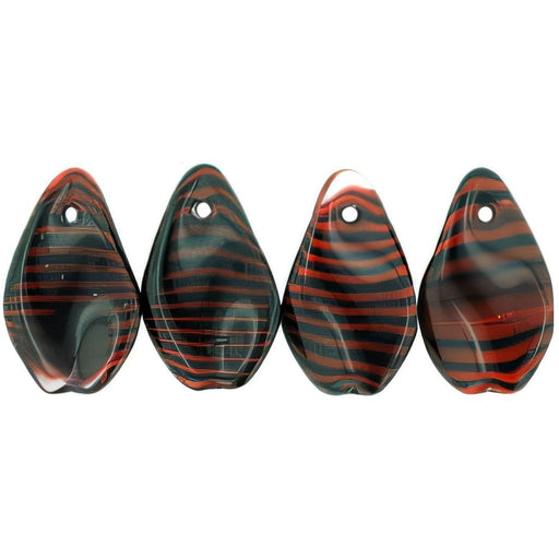 Czech Flat Twists 17 x 11mm Red/Jet Pinstripe (25pcs)