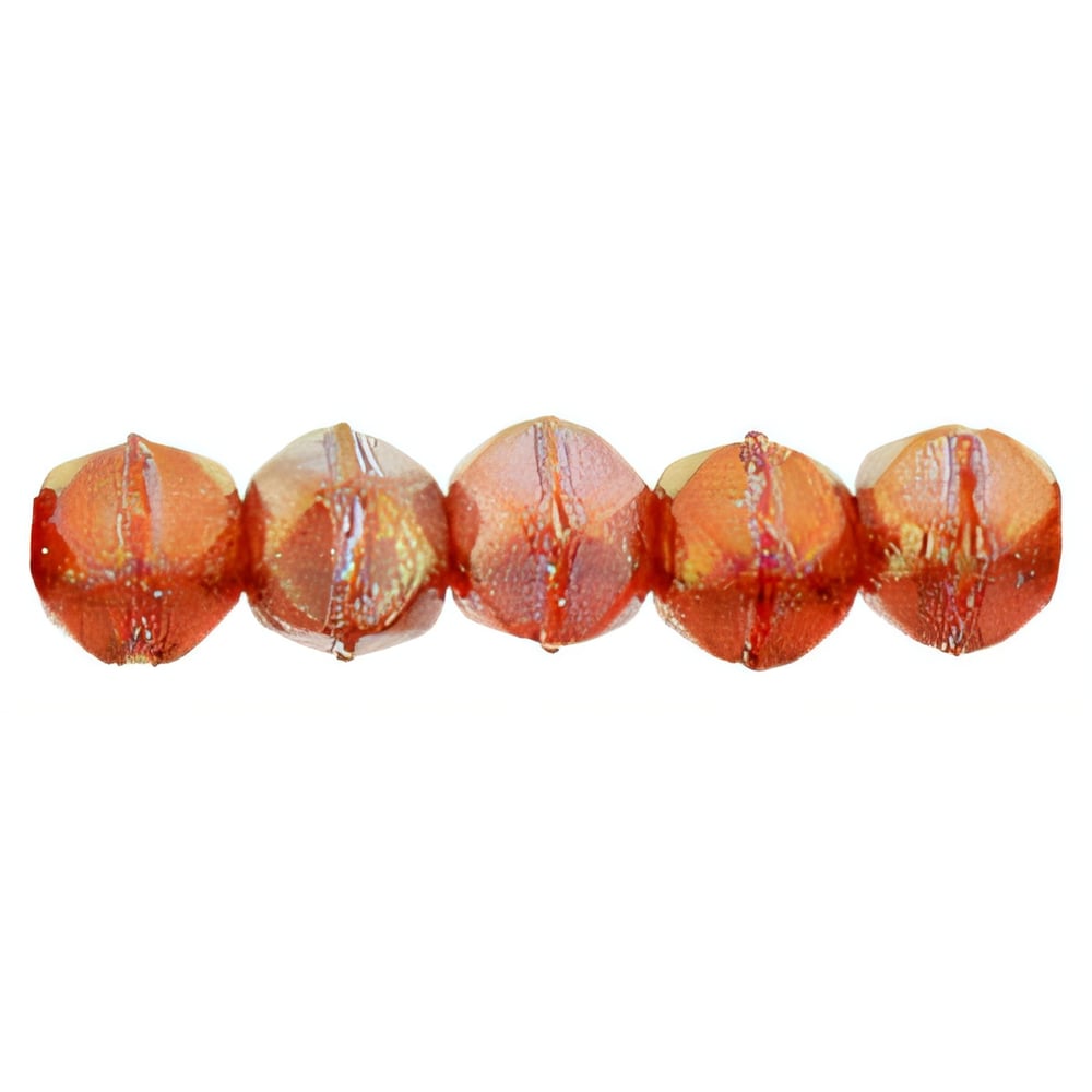 Czech English Cut Round 3mm Luster Iris - Ruby (50pcs)
