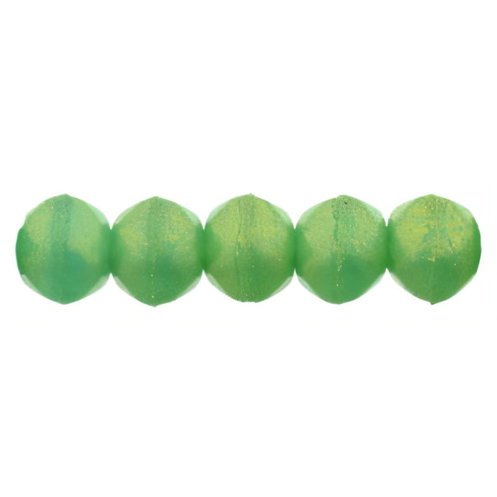 Czech English Cut Round 3mm Sueded Gold Atlantis Green (50pcs)