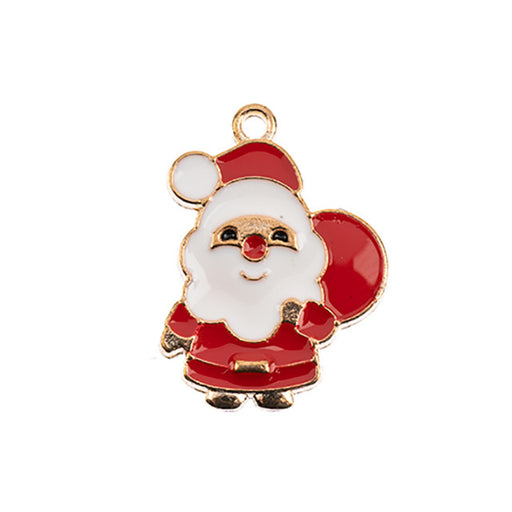 Sweet and Petite Enamel Holiday Charms, Santa Claus with Bag 23x17mm (1 Piece)