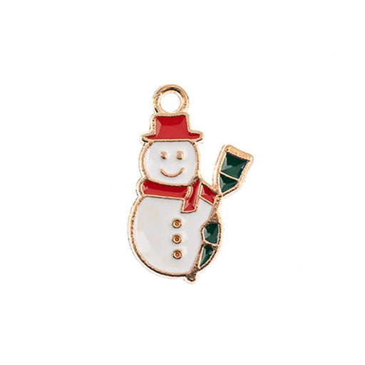 Sweet and Petite Enamel Holiday Charms, Snowman with Shovel 21x13mm (1 Piece)