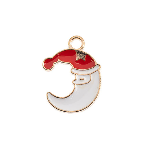 Sweet and Petite Enamel Holiday Charms, Crescent Moon Santa Claus 20x15mm (1 Piece)
