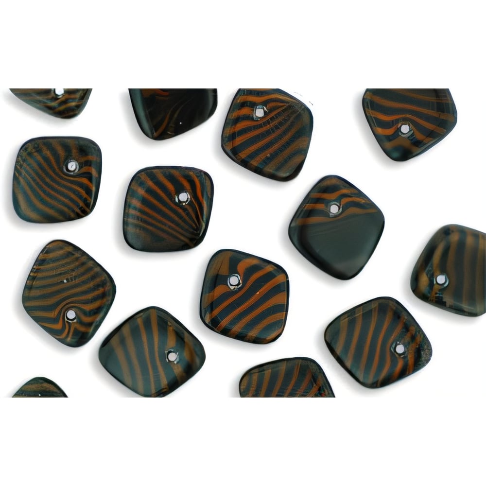 Czech Pinched Diamond 5/14mm Orange/Black Stripe (25pcs)