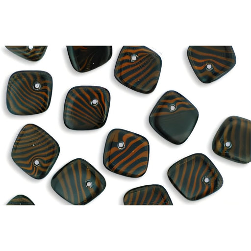 Czech Pinched Diamond 5/14mm Orange/Black Stripe (25pcs)