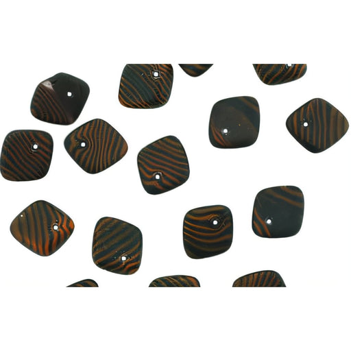 Czech Pinched Diamond 5/14mm Matte - Orange/Black Stripe (25pcs)
