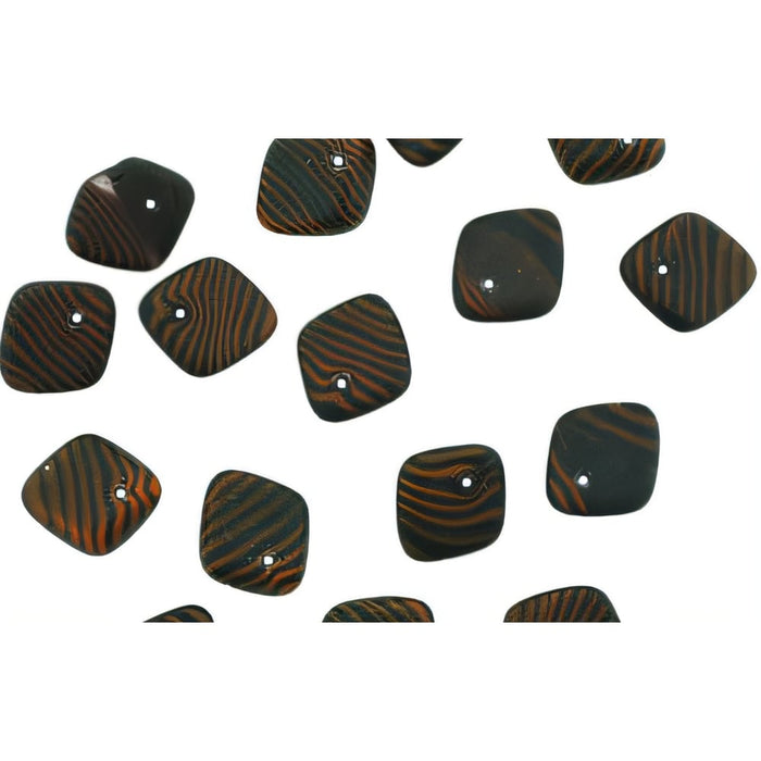 Czech Pinched Diamond 5/14mm Matte - Orange/Black Stripe (25pcs)