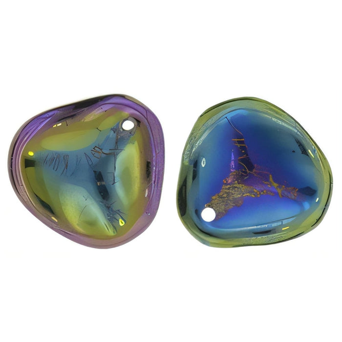 Czech Rose Petals 14 x 13mm Iris - Green (25pcs)