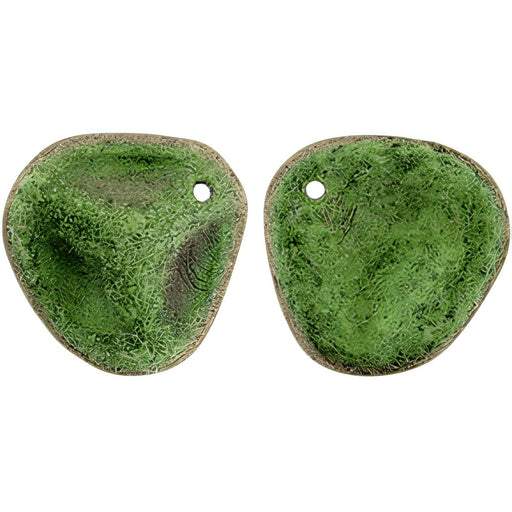 Czech Rose Petals 14 x 13mm Metallic Suede - Olive Mauve (25pcs)