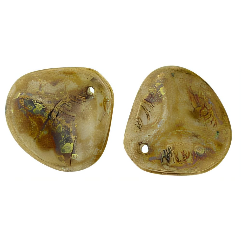 Czech Rose Petals 14 x 13mm Opaque Lt Beige - Bronze Picasso (25pcs)