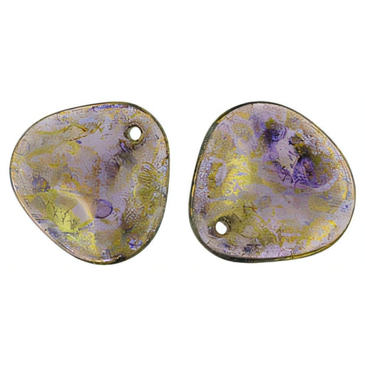 Czech Rose Petals 14 x 13mm Tanzanite - Bronze Picasso (25pcs)