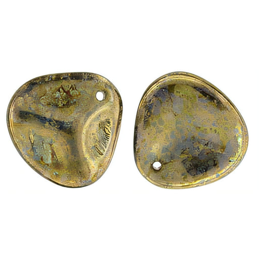 Czech Rose Petals 14 x 13mm Milky Peridot - Bronze Picasso (25pcs)