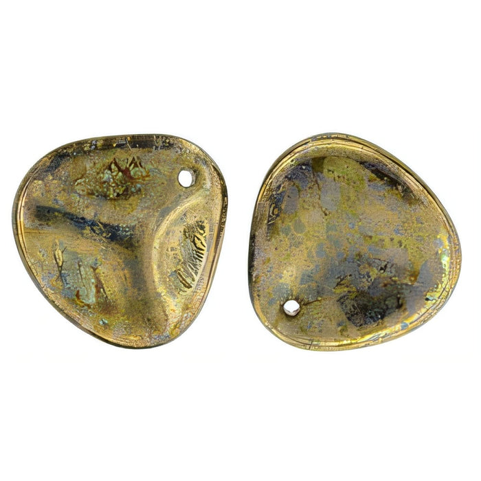 Czech Rose Petals 14 x 13mm Milky Peridot - Bronze Picasso (25pcs)