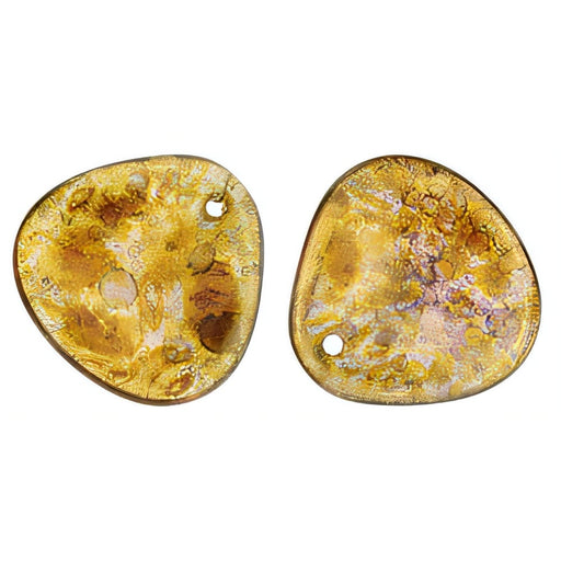 Czech Rose Petals 14 x 13mm Milky Pink - Bronze Picasso (25pcs)