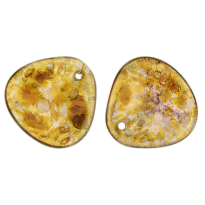 Czech Rose Petals 14 x 13mm Milky Pink - Bronze Picasso (25pcs)