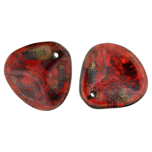 Czech Rose Petals 14 x 13mm Siam Ruby - Bronze Picasso (25pcs)