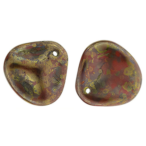 Czech Rose Petals 14 x 13mm Opaque Red - Bronze Picasso (25pcs)