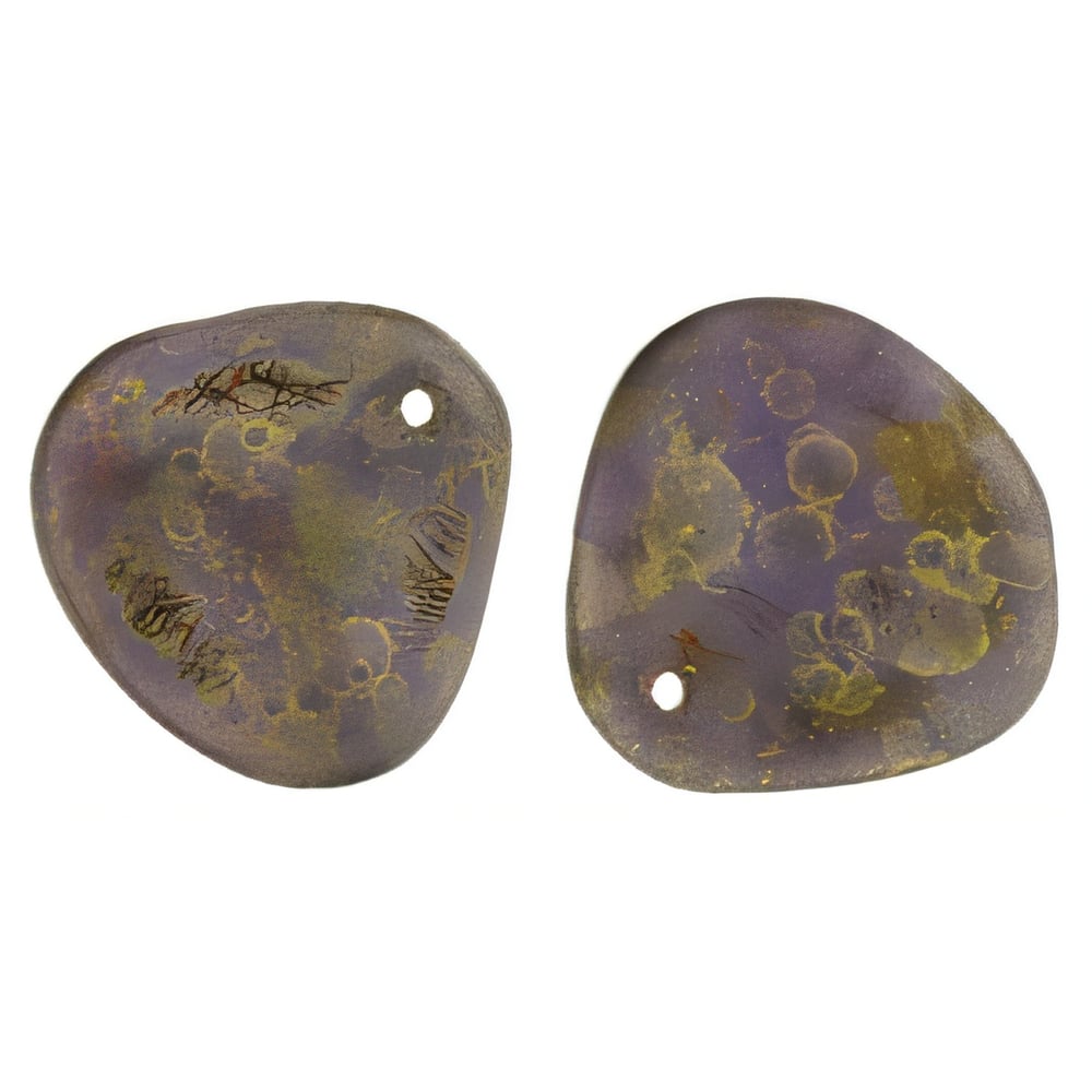 Czech Rose Petals 14 x 13mm Tanzanite - Copper Picasso (25pcs)