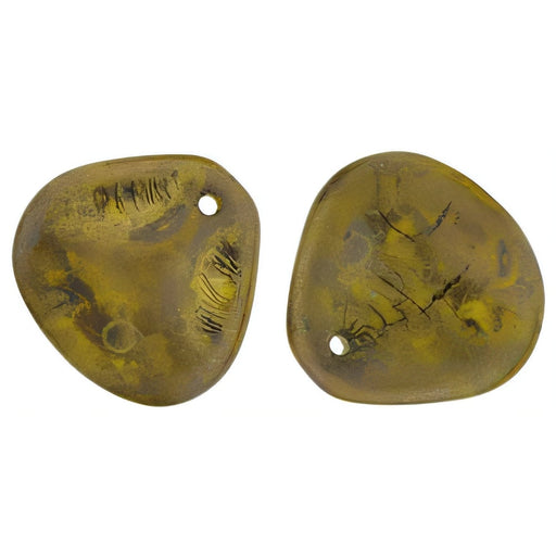 Czech Rose Petals 14 x 13mm Opaque Yellow - Copper Picasso (25pcs)