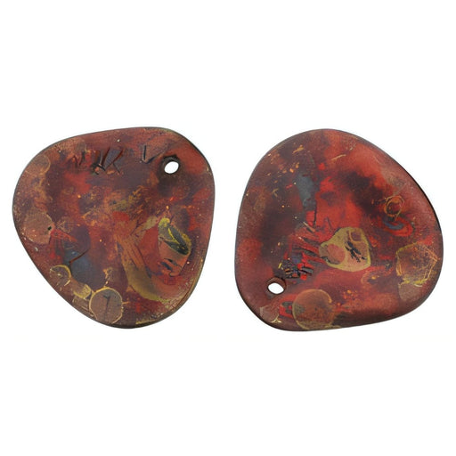 Czech Rose Petals 14 x 13mm Siam Ruby - Copper Picasso (25pcs)