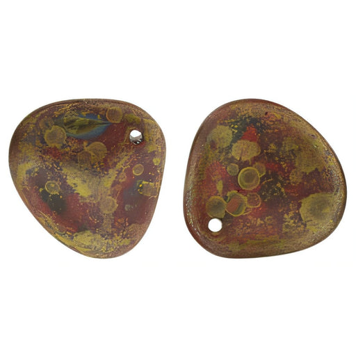 Czech Rose Petals 14 x 13mm Opaque Red - Copper Picasso (25pcs)