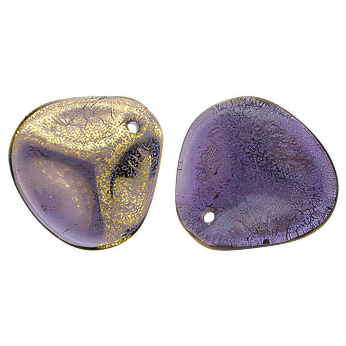 Czech Rose Petals 14 x 13mm Gold - Tanzanite (25pcs)