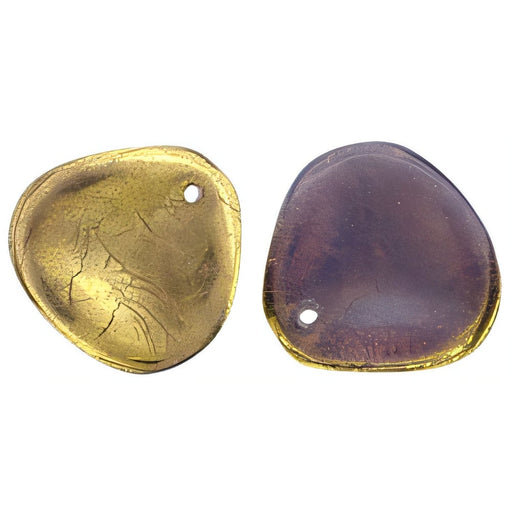 Czech Rose Petals 14 x 13mm Gold - Milky Amethyst (25pcs)