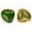 Czech Rose Petals 14 x 13mm Gold - Milky Emerald (25pcs)
