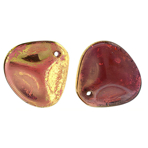 Czech Rose Petals 14 x 13mm Gold - Mauve (25pcs)