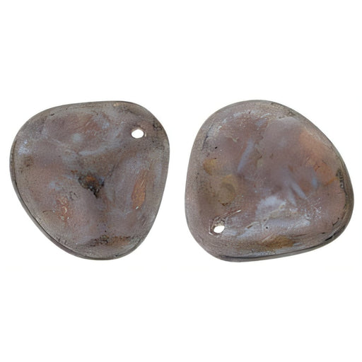 Czech Rose Petals 14 x 13mm Luster - Stone Topaz/Milky Amethyst (25pcs)