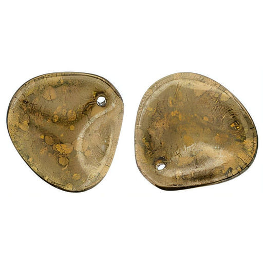 Czech Rose Petals 14 x 13mm Smoky Topaz - Moon Dust (25pcs)