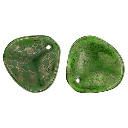 Czech Rose Petals 14 x 13mm Milky Emerald - Moon Dust (25pcs)