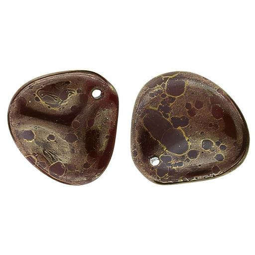 Czech Rose Petals 14 x 13mm Oxblood - Moon Dust (25pcs)