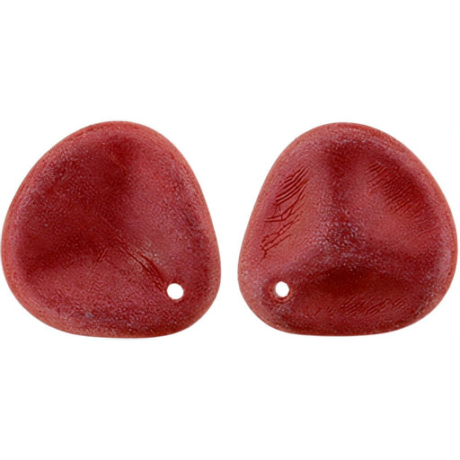 Czech Rose Petals 14 x 13mm Metallic Suede - Guava (25pcs)