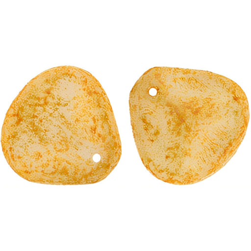 Czech Rose Petals 14 x 13mm Milky Antique Shimmer (25pcs)