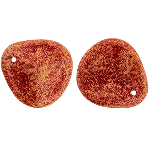 Czech Rose Petals 14 x 13mm Red Antique Shimmer (25pcs)
