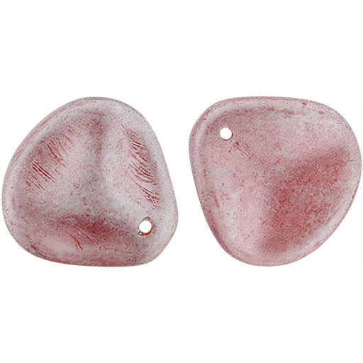 Czech Rose Petals 14 x 13mm Metal Luster - Ruby (25pcs)