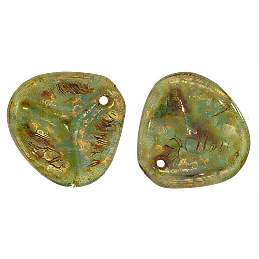 Czech Rose Petals 14 x 13mm Milky Peridot - Picasso (25pcs)