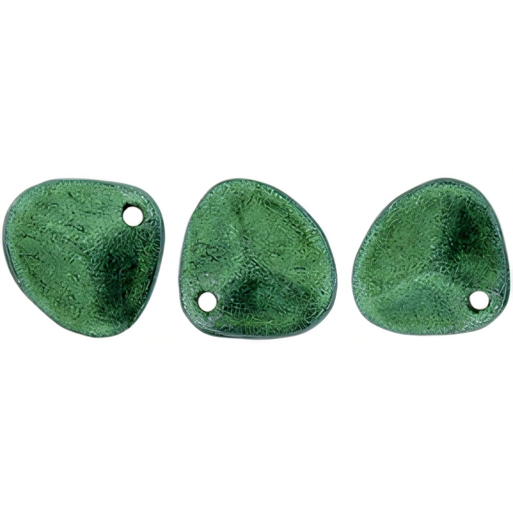 Czech Rose Petals 8 x 7mm Metallic Suede - Leafy Green (50pcs)