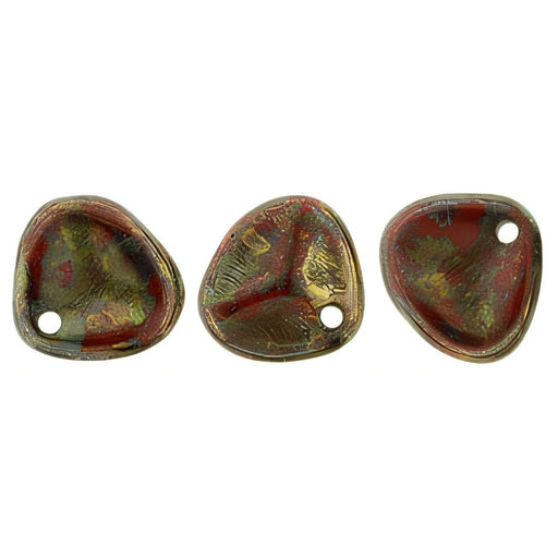 Czech Rose Petals 8 x 7mm Opaque Red - Bronze Picasso (50pcs)